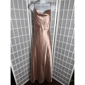 Women’s Large Rose Gold Maxi Dress Bridesmaid Event Formal 4-6